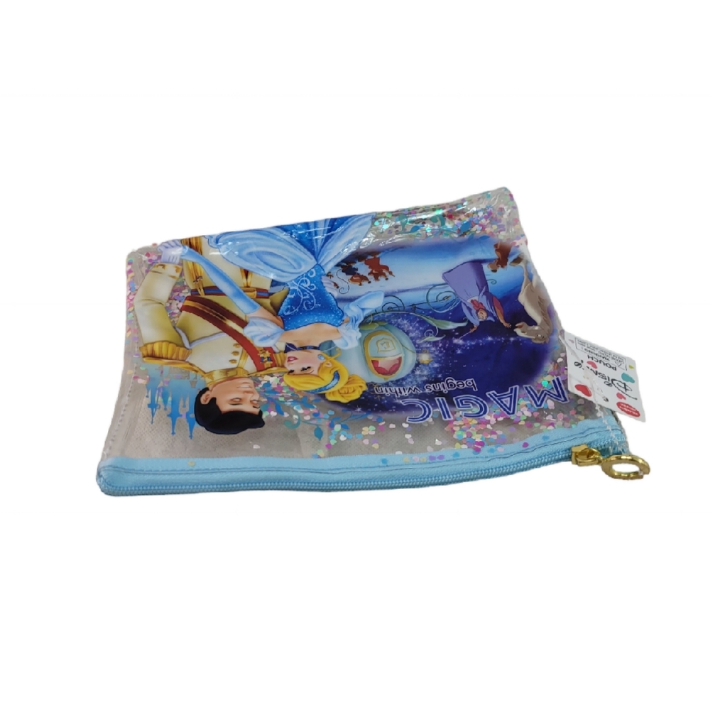 Disney Cinderella Make up Bag/Pouch Clear Glitter Pouch 8⅝" × 7⅝" New - Picture 3 of 4